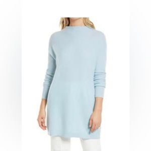 Nordstrom cashmere funnel neck tunic sweater small blue fall